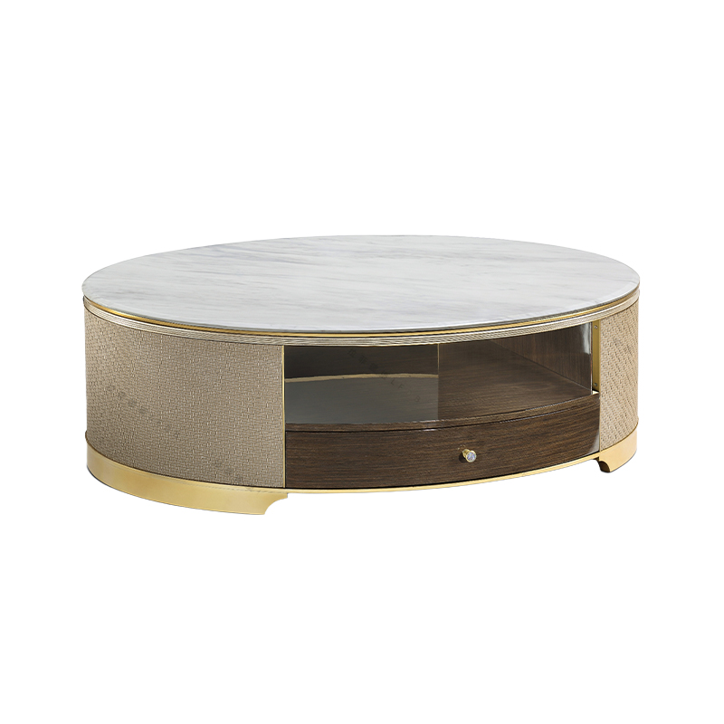How can an oval coffee table effectively reduce the risk of bumps and bumps and improve safety in home use?